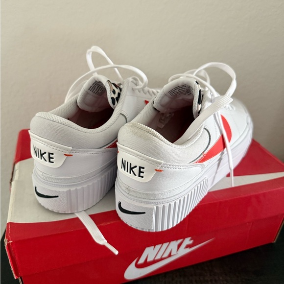 COPY - Nike White and Red Orange Sneakers with Low-Top Design& Textured Midsole - Picture 2 of 4